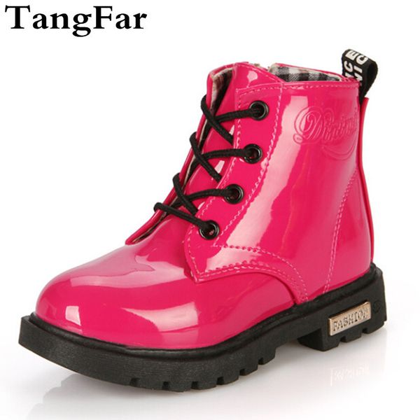 

spring boys girls pu leather boots waterproof fashionable rubber boots for toddler kids motorcycle botas children shoe 201113, Black;grey