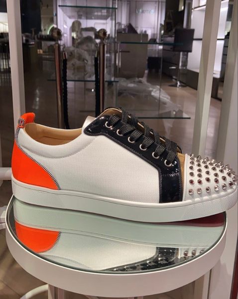 

famous 2021s/s red bottom sneakers men,women outdoor low spikes & leather style casual walking gift party wedding leisure flats, Black