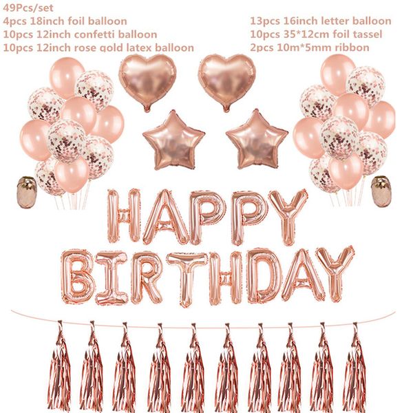

1set happy decoration balloons rose gold letter foil ballons kids birthday party decorations globos anniversary
