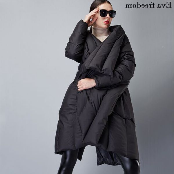 

winter european designed white duck feather warm coat, women's large paka in 2019