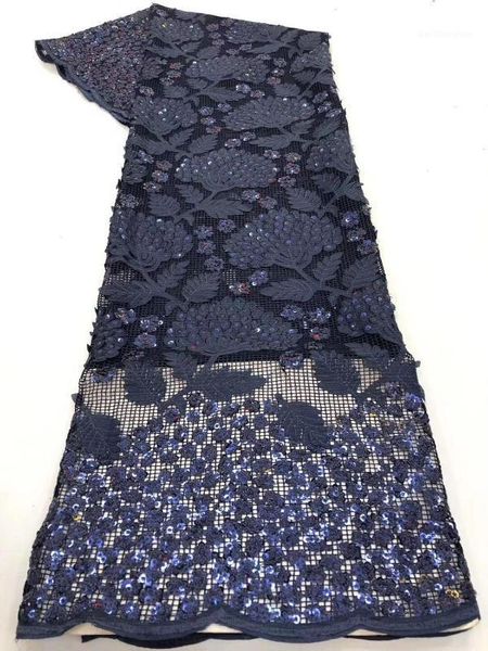 

ribbon latest royal blue african embroidered tulle fabric 2021 french milk silk lace with 3d sequins in 5 yards1, Pink;blue