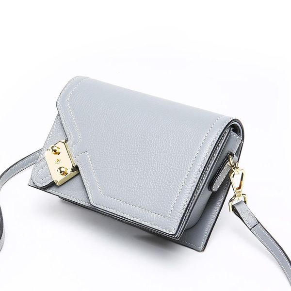

design shoulder bag ladies new lychee pattern leather fashion diagonal bag lady sweet wind wild casual cowhide black small square bag