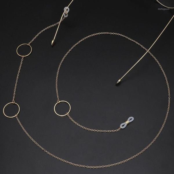 

sunglasses frames metal round golden glasses chain fashion women eyewear neck strap accessories1, Silver