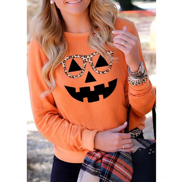 

хэллоуин тыква леопард очки осень и зима 2020 новых женщин износа halloween pumpkin толстовка леопард очки толстовка осенью и, Black