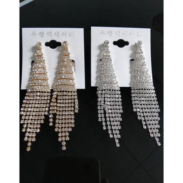 

new large earrings luxury austria crystal clip on big long tassel earrings without hole mix dangle knot wholesales sh wmtvcu luckyhat, Silver