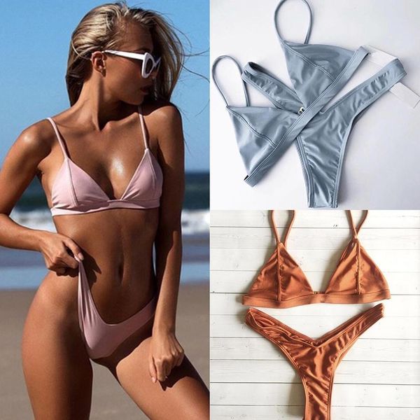 

ztvitality swimwear women push up bikini 2019 beach padded straps triangle thong swimsuit female brazilian biquini, Black