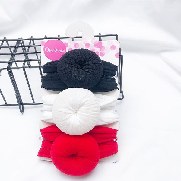

hair accessories 3pcs/lot baby headband round ball born girls solid headwear elastic hairband for accessories1, Slivery;white