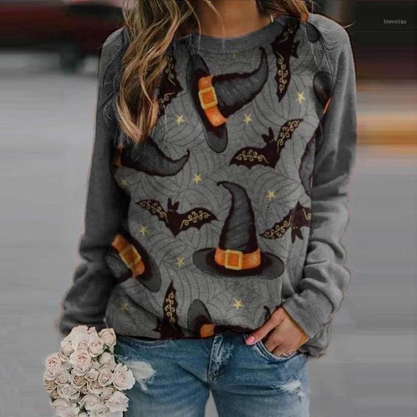 

#r40 halloween blouse women shirt horror 3d print party o neck long sleeve pullover blouses shirts chemise femme blusas1, White