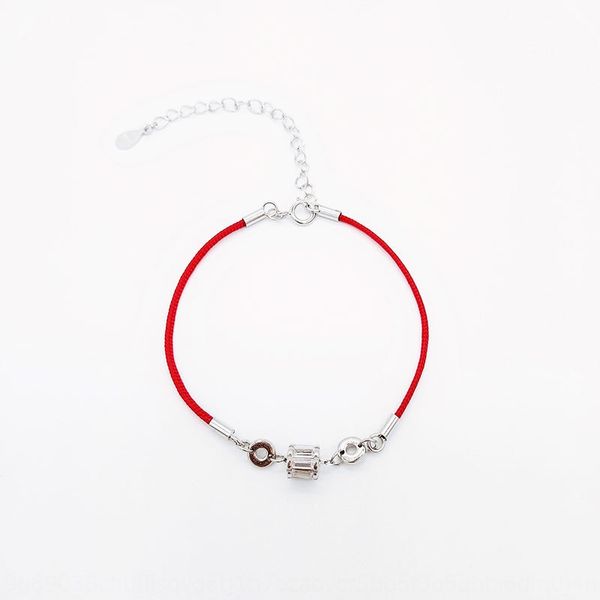 

yite s925 pure silver zircon cylinder bracelet ins small design sense net red red hand rope versatile simple woman bracelet bracelet eltpy e, Golden;silver