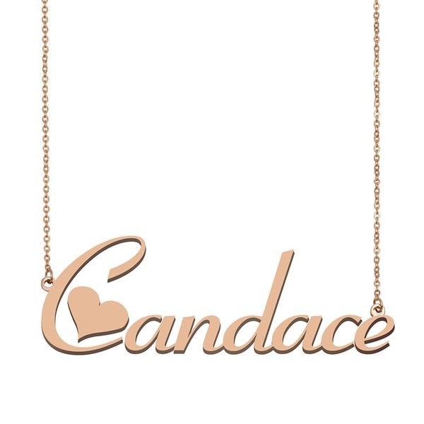 

candace custom name necklace personalized pendant for men boys birthday gift friends jewelry 18k gold plated stainless steel, Silver