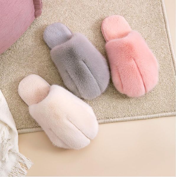 

women sandals fluff chaussures white grey pink womens soft slides slipper keep warm slippers shoes size 36-41 07, Black