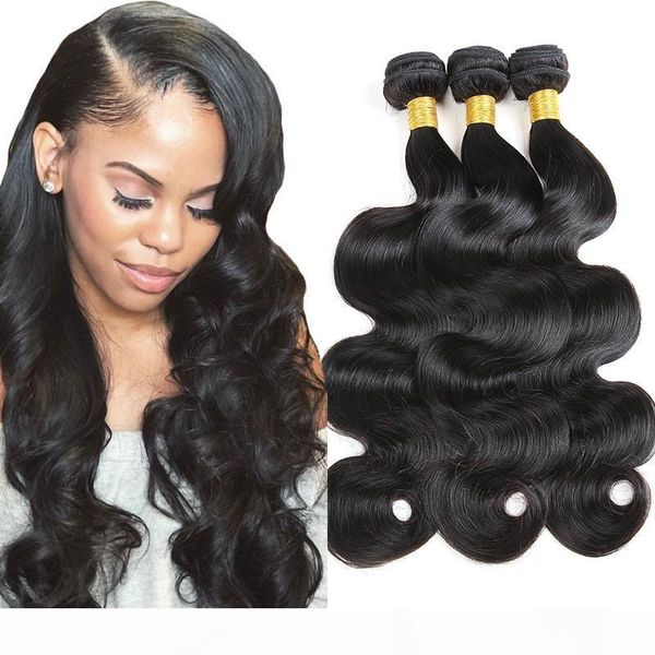 

body wave raw virgin hair 3pcs lot unprocessed double drawn weaves wet wavy human hair malaysian indian peruvian brazilian weave, Black