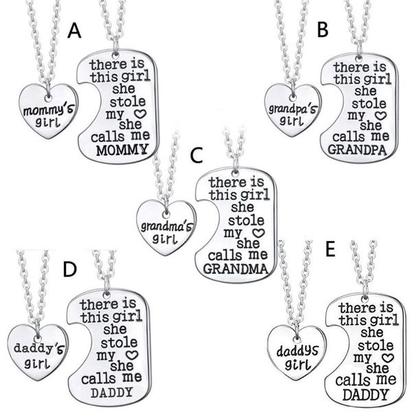 

chokers 2pcs father daughter gift these girls stole my heart they call me daddy keychain set puzzle dad necklace, Golden;silver