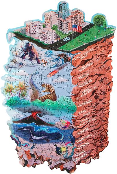 

wooden jigsaw puzzles - evolution - irregular pieces - colorful puzzle for a real evolution lover