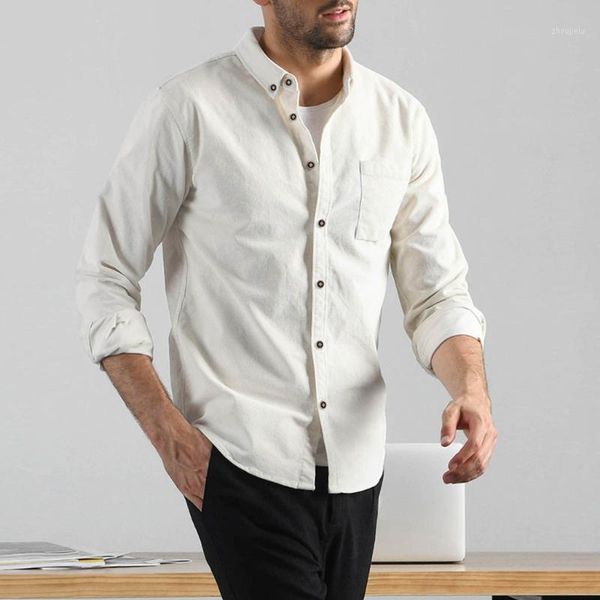 

autumn winter men's shirts streetwear casual slim fit shirts men solid corduroy pocket long sleeves blouse camisas hombre1, White;black