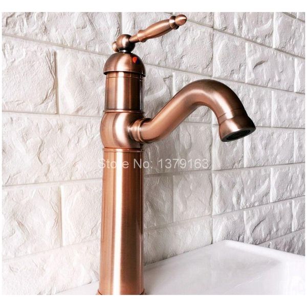 

swivel spout water tap antique red copper single handle single hole kitchen sink & bathroom faucet basin mix jllram soif