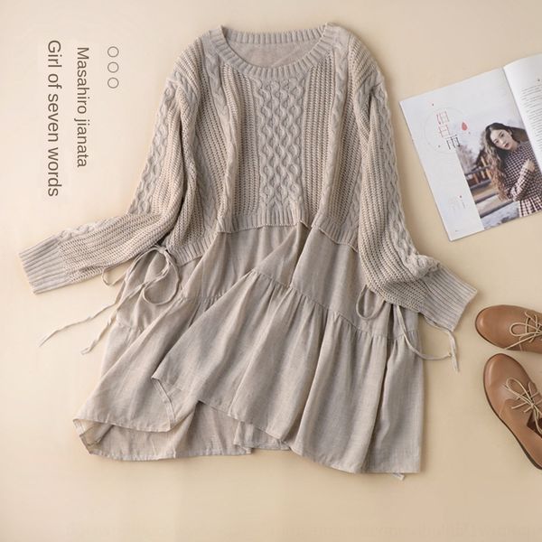 

av4i7 73066 sweater foreign autumn languid stitching women's sweatersweaterpullover long sleeve knitted pullover style style lace up, White;black