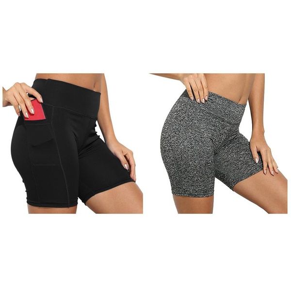 

2x summer three-point pants shorts fitness women's pants yoga sports leggings l size black /gray, White;red