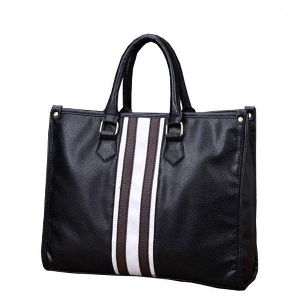 

briefcases men's business briefcase male lapbag handbags pu leather office tote for document a4 paper man messenger bags1