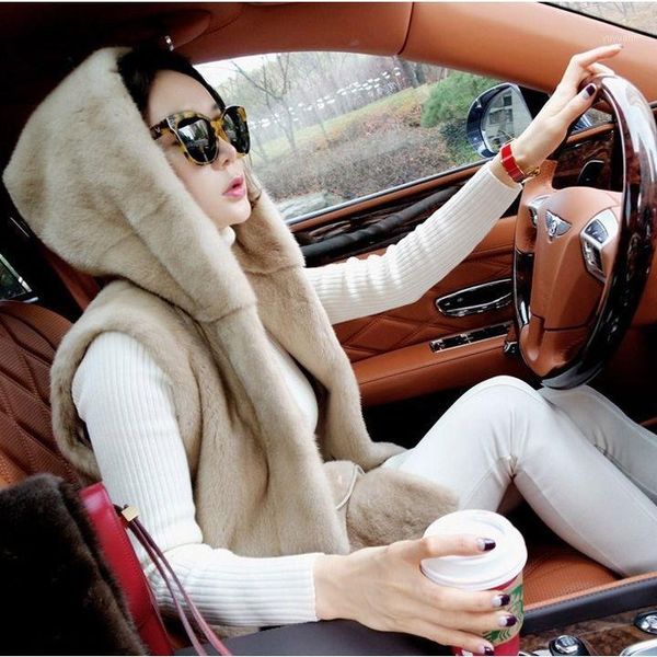 

autumn winter faux fur coat women 2019 vintage futro hooded sleeveless faux fur vest winter jacket coats female black1, Black