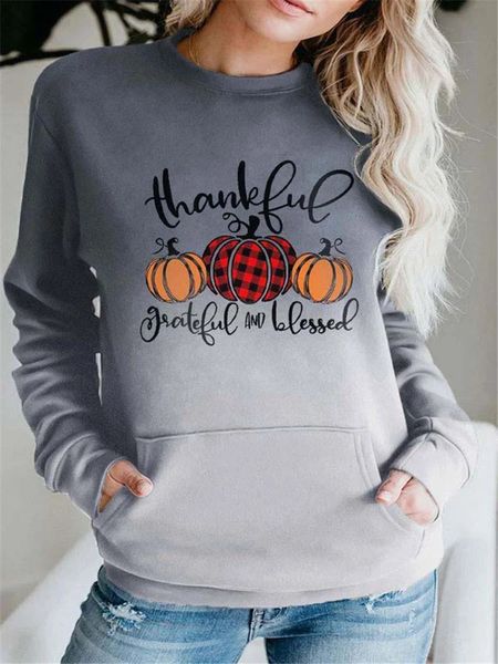 

pumpkin letter printed designer casula hoodies halloween style big pocket solid color sweatshirts autumn female clothing, Black