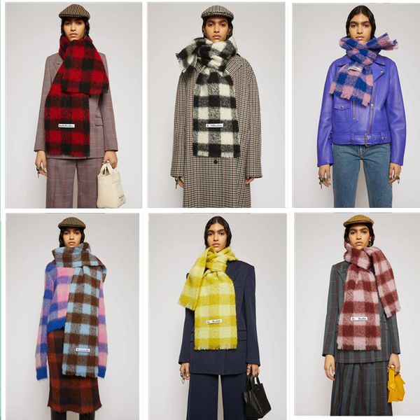 

марка acne studios высокого качества 4 цветных шерстяная шарф новой радуги сетка бахромы платка для мужского и женского пола, Blue;gray