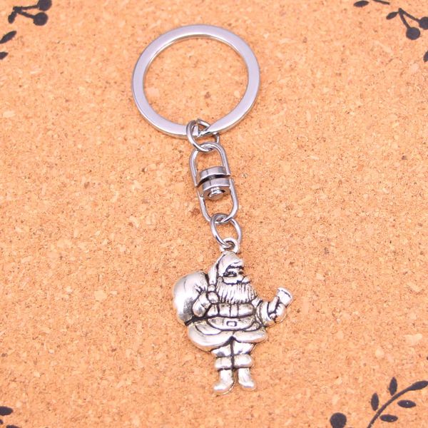 Fashion Keychain 33*25mm Natal Papai Noel Gift Pingentents Diy Jewelry Car Chain Chain Ring Setenting para presente