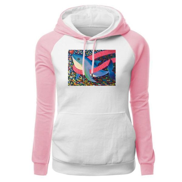 

cute dolphin print pullover women fashion casual fleece warm raglan hoodie 2020 winter new arrival sweatshirt hiphop streetwear, Black