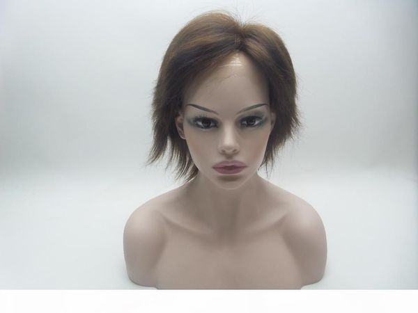 

full lace wig virgin human hair 100% glueless brazilian silky straight lace wig with baby hair for african americans 150% density dark brown, Black;brown