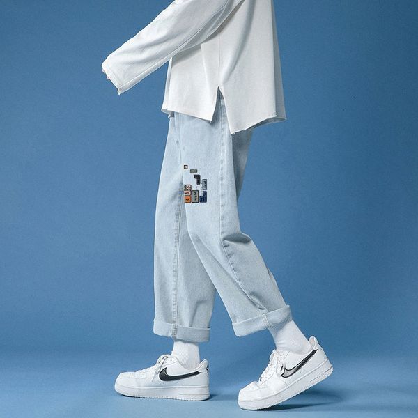 

2021 male brem spring new breeches wide leg pants youth cvei, Blue