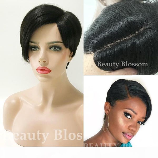 

baby hair lace front human hair wigs with baby hair brazilian short natural black bob wigs for women pre-plucked wig, Black;brown