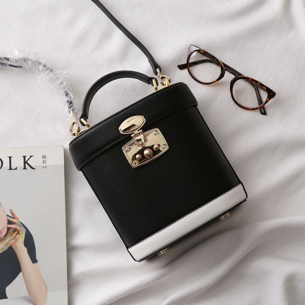 

woonam genuine calf leather bag women fashion mini hard zippy bucket satchel handle cross-body bag wb530