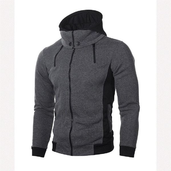 

new fashion youth hooded jersey autumn men hoodies sweatshirts casual hoody sportswear jacket coat double layer zipper cardigan, Black