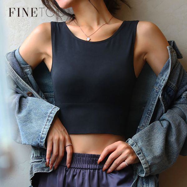 

exquisite sleeve shirt, padded underwear, dark crop , active women's underwear, sleeveless t-shirt 2020, Black;white
