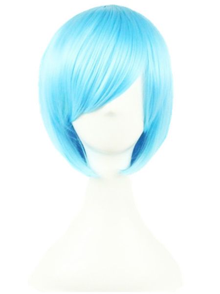 

costume accessories short bob wig fei-show wavy sky blue hair synthetic heat resistant carnival halloween costume cos-play hairpiece, Silver