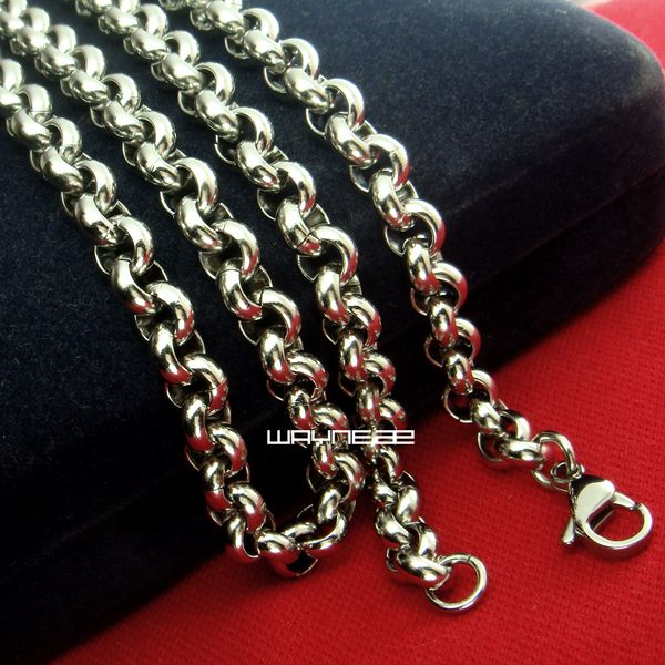 

7мм hotsale прохладный мужчины ожерелье кольцо из нержавеющей стали link chain (50,60,70cm) n260, Silver
