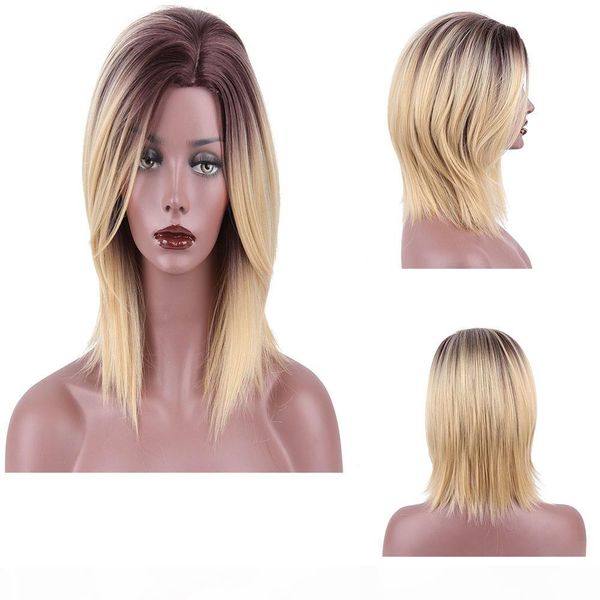 

synthetic wigs short straight natural hairline heat resistant fiber fashionable synthetic wigs natural looking 16 inches, Black