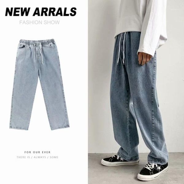

men's jeans 2021 spring and winter new light-colored wild straight mopping pants jeans loose casual fashion young men's clothing1, Blue