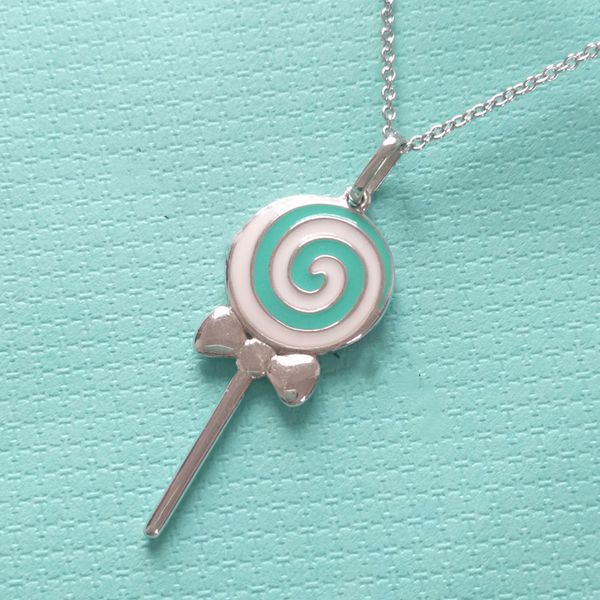 

2019 new luxury designer jewelry women necklace fashion necklace lollipop sterling silver female candy blue enamel 925 pendant