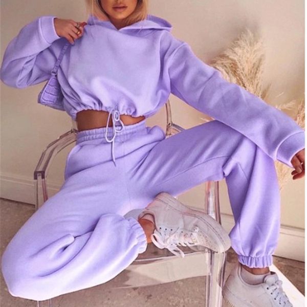 

patchwork sportswear sets women running sets hoodies female long sleeve sweatshirt pant autumn suit tracksuit 2 pieces set y1225, Gray
