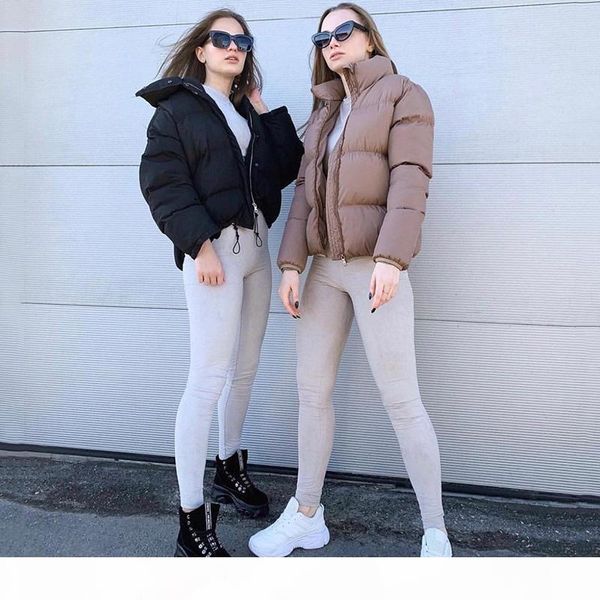 

women winter short parkas fashion down cotton jacket black solid standard collar bubble coat 2019 autumn female puffer jackets