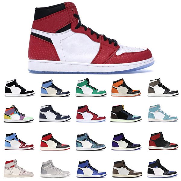 

platform jumpman 1 lucky green men women 1s shoes shattered obsidian twist bloodline royal toe 2021 mens trainer sport sneakers, White;red