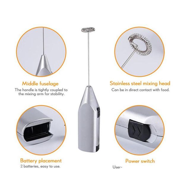 

electric handheld stainless steel coffee milk frother foamer drink electric whisk mixer battery operated kitchen jllhdm loveshop01