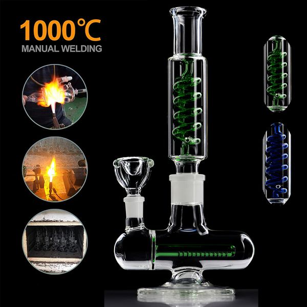 Toro altura de vidro inimigo beaker bong hookahs acessórios para fumar SHISHA DAB plataformas de óleo duplo vidro fumar tubos de água 14mm macho conjunto 12.3 polegadas