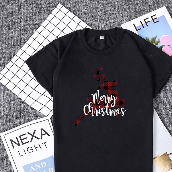 

family merry christmas tshirt women aesthetics polyester t shirt christmas deer print autumn camisetas verano mujer 2021, White