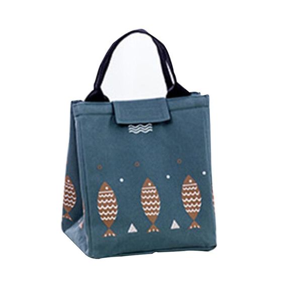 

1pcs new arrival lunch bag fish pattern handbag picnic insulation cold storage portable ice pack oxford bag