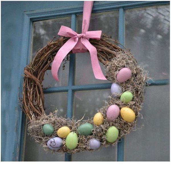 

10-29cm natural rattan wreath flower wreath hoop artificial pigeon eggs for easter decorations home diy craft weddin qylvpg