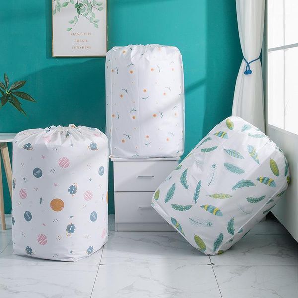 Sacos de Armazenamento 1 PC Home Cobertor Saco Roupas à Prova D 'Água Pillow Quilt Embalagem Drawstring Bebê Brinquedos Peva