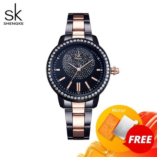 

shengke rose gold watch women quartz watches ladies brand crystal luxury female wrist watch girl clock relogio feminino 201124, Slivery;brown