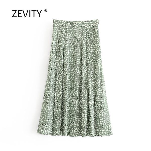 

2020 new arrival women holiday wind floral print split a line midi skirt faldas mujer lady side zipper casual chic skirts qun624 1014, Black